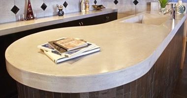 chic concrete countertop in a curved design